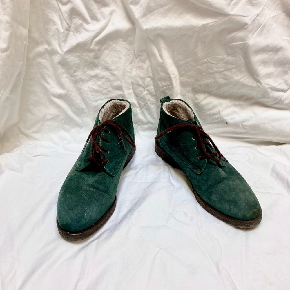 Eddie Bauer Green Fleece Lined Suede Ankle Boots